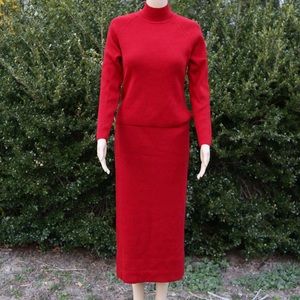 Chic Vintage Red Sweater Set